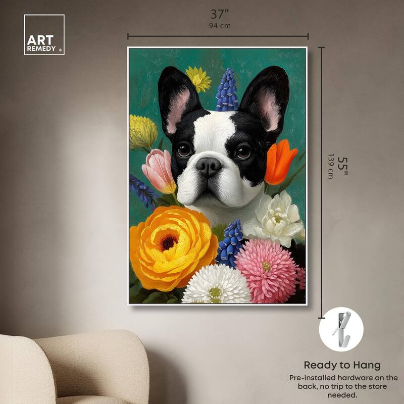 Secret Garden Frenchie Canvas by Art Remedy