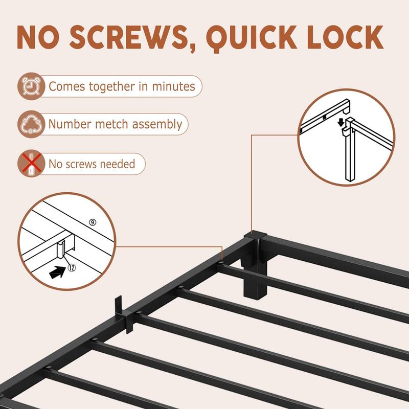 6 Inch Tiwn Bed Frame, Heavy Duty Metal Platform Bed Frame with Durable Iron Slat Support and Legs