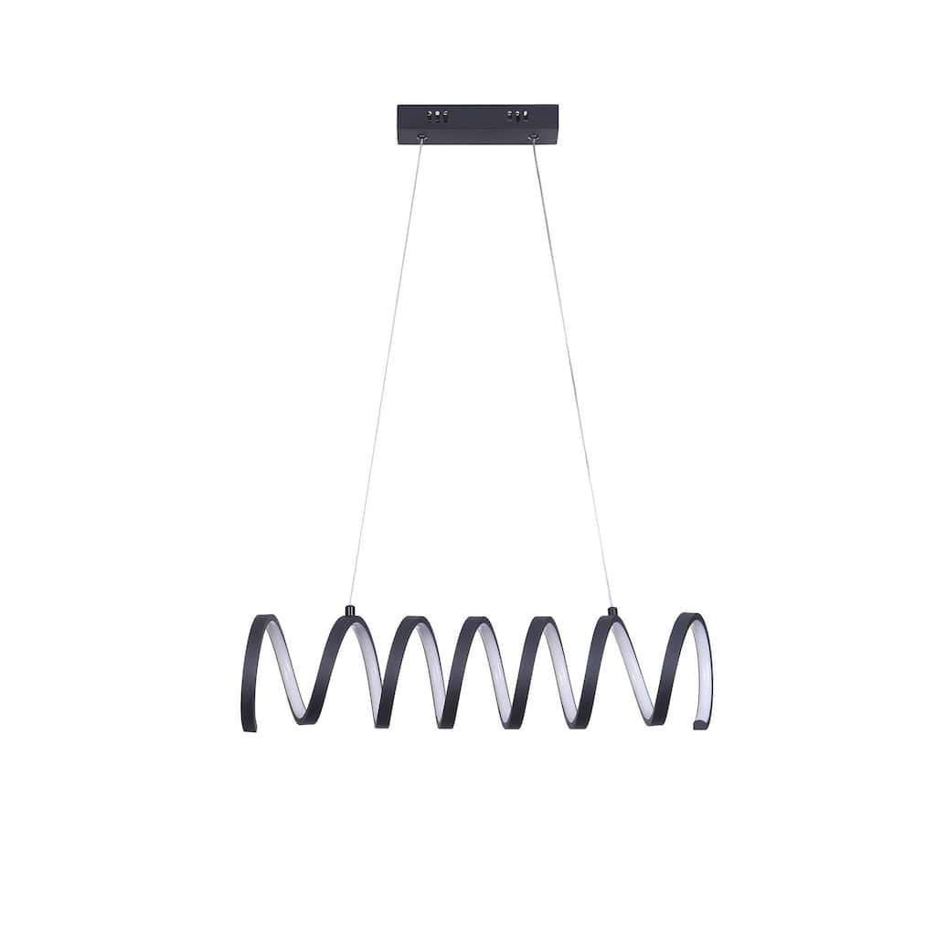 Modern Ceiling Pendant Light, Suspended Aluminum Spiral Loop, 23 Inch