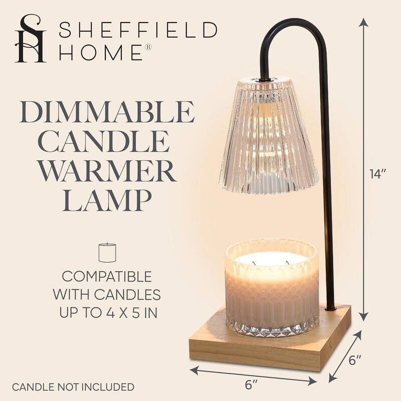 Sheffield Home Glass Candle Warmer Lamp, Flameless Candle and Wax Melter for Long-Lasting Fragrance