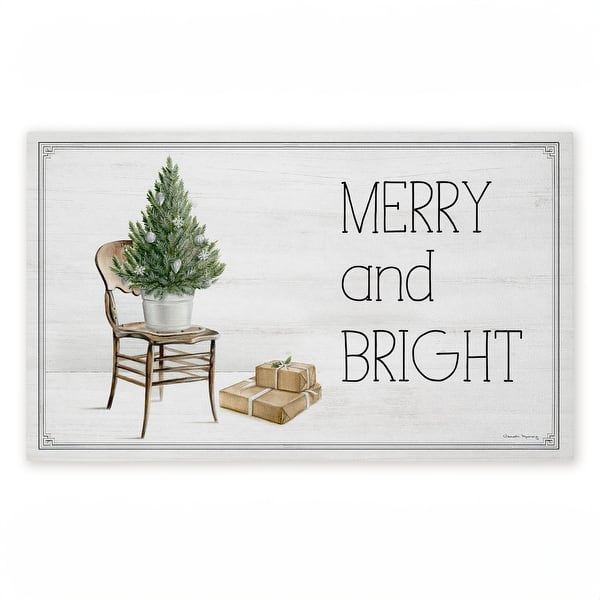 slide 2 of 9, Stupell Winter In Aspen Merry & Bright Printed Outdoor Door Mat, design by Danielle Murray, 18"x30" White