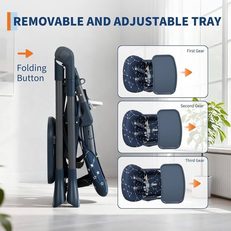 Adjustable Height Foldable Feeding Chairs for Babies and Toddlers