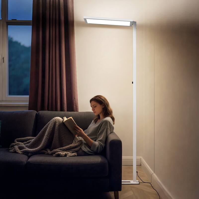 98-In Dimmable LED Reading Floor Lamps 4000K Simple Aluminum Body include LED Bulb-White