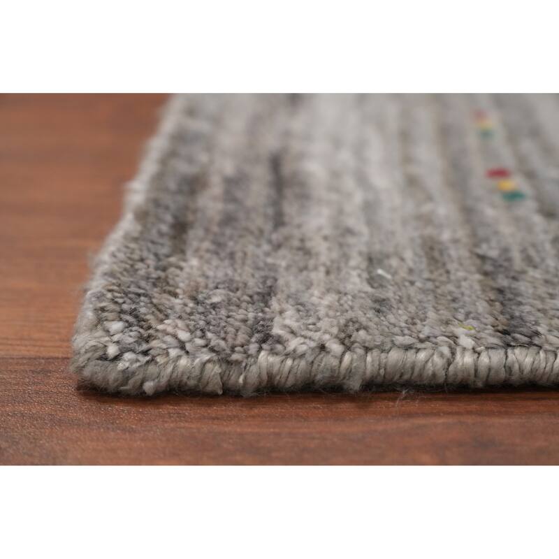 Hand Knotted Oriental Viscose Silk Carpet Tribal Animal Pictorial Greys & Charcoal Gabbeh Area Rug - 11' 8'' X 5' 0''