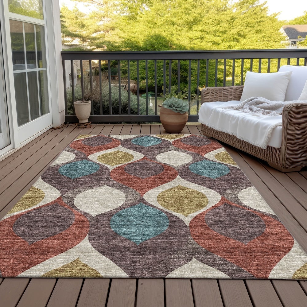 Machine Washable Indoor/ Outdoor Chantille Contemporary Geo Rug
