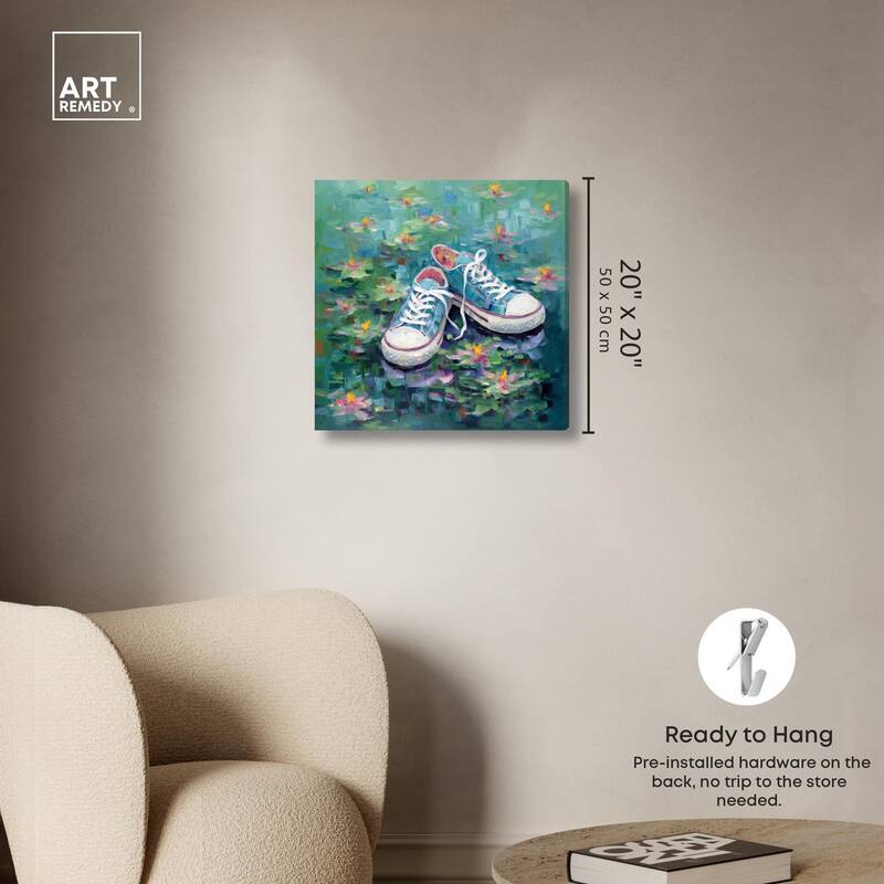 Lily Pad Sneakers II Canvas by Art Remedy, Gallery Wrapped