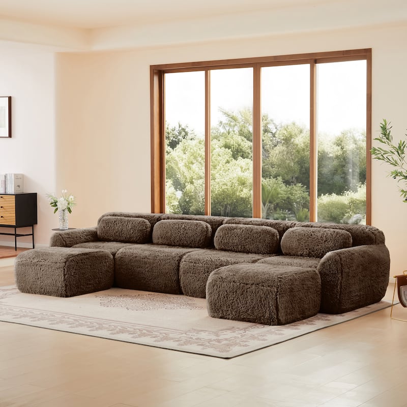 Anmytek Modern Comfortable U-Shaped Boneless Sofa - Free Combination, No Assembly Required, Full-Compression Vacuum Packed