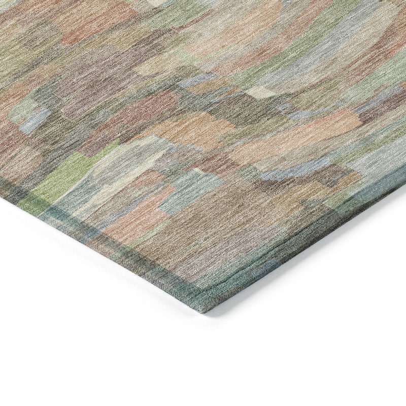 Machine Washable Indoor/ Outdoor Abstract Rock Chantille Rug