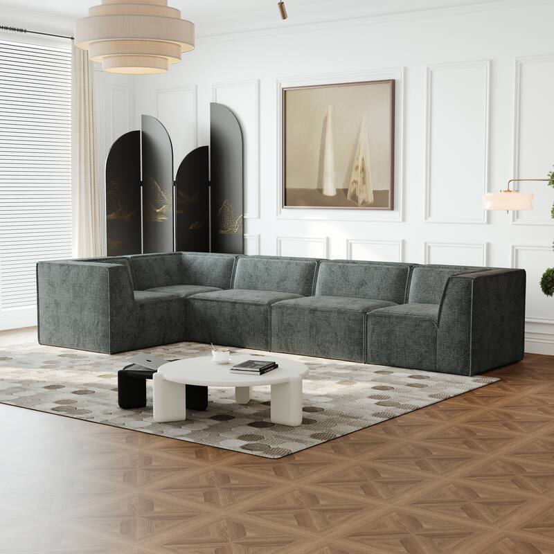 106"x106" Chenille Modular L-Shaped Sectional Sofa (5-Piece)
