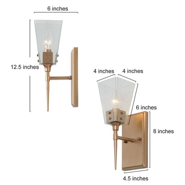 dimension image slide 1 of 2, Mirha Mid-Century Modern Industrial Dimmable Glass Wall Sconce Bathroom Vanity Lights Foyer Powder room Hallway