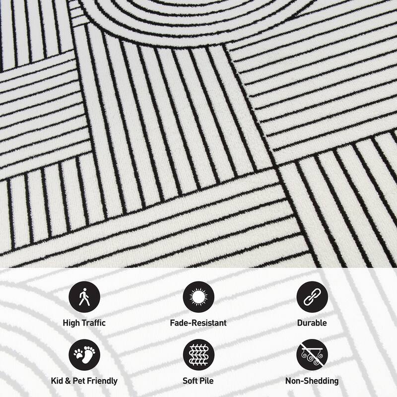 World Rug Gallery Contemporary Stripe Arch Design Area Rug