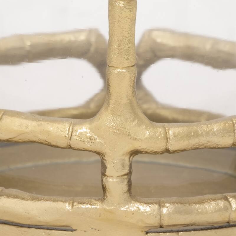 Aluminum Glass Sleek Hurricane Candle Holder - Gold, 9 in.