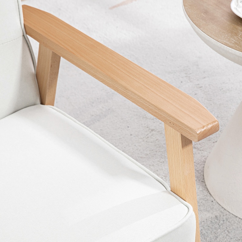Accent Arm Chair With Upholstered Tufted Back - Cream White