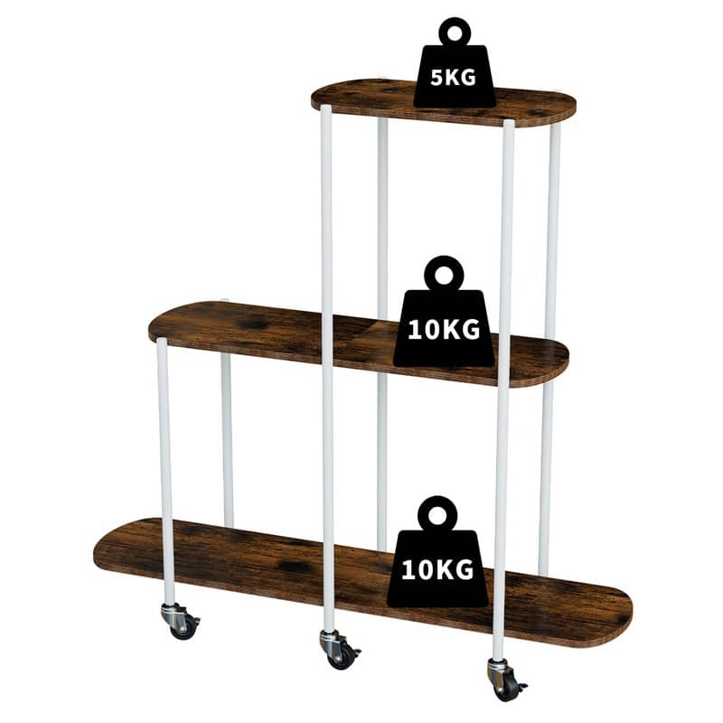 Corner Plant Stand Indoor 3 Tiered Plant Shelf Flower Stand with Wheels for Living Room Patio Balcony Garden