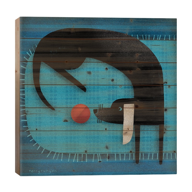 Eye On The Ball Print On Wood by Terry Runyan - Multi-Color - 26x26x1.5