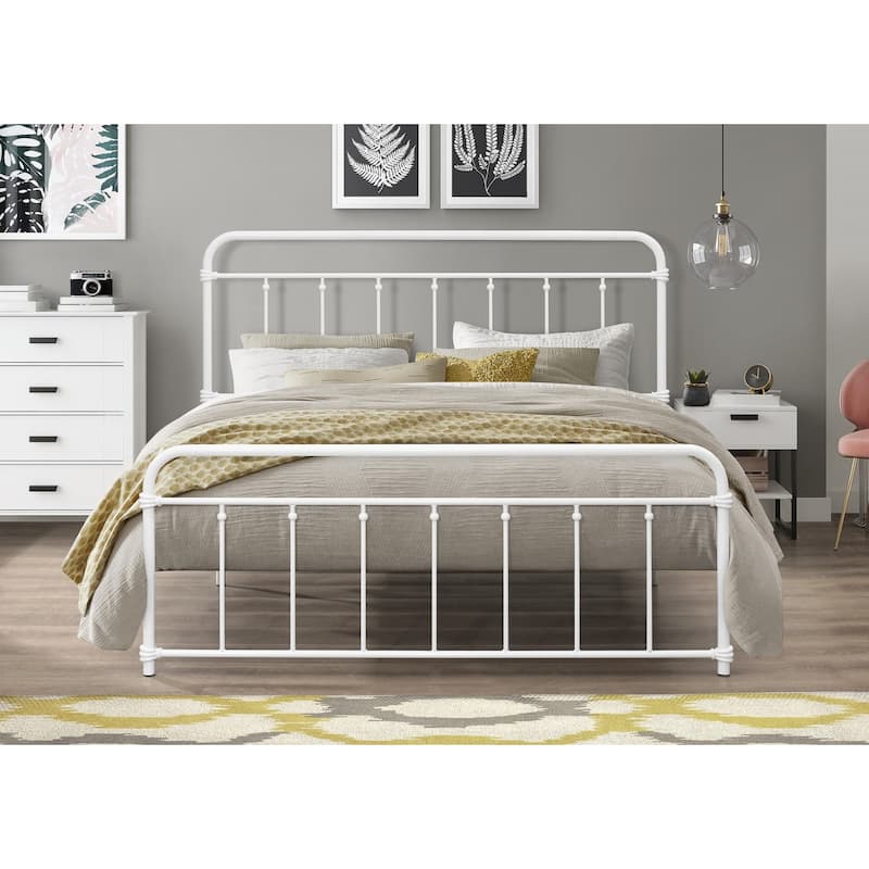 Nana Metal Platform Bed - White - Full