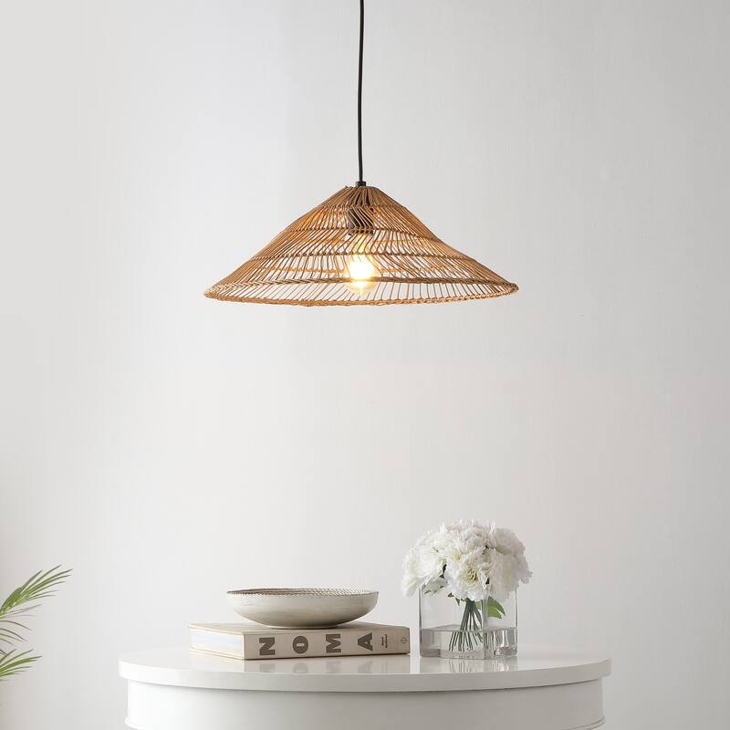 Lucas 1-Light Farmhouse Coastal 180" Cord Plug-In or Hardwired LED Pendant, by JONATHAN Y