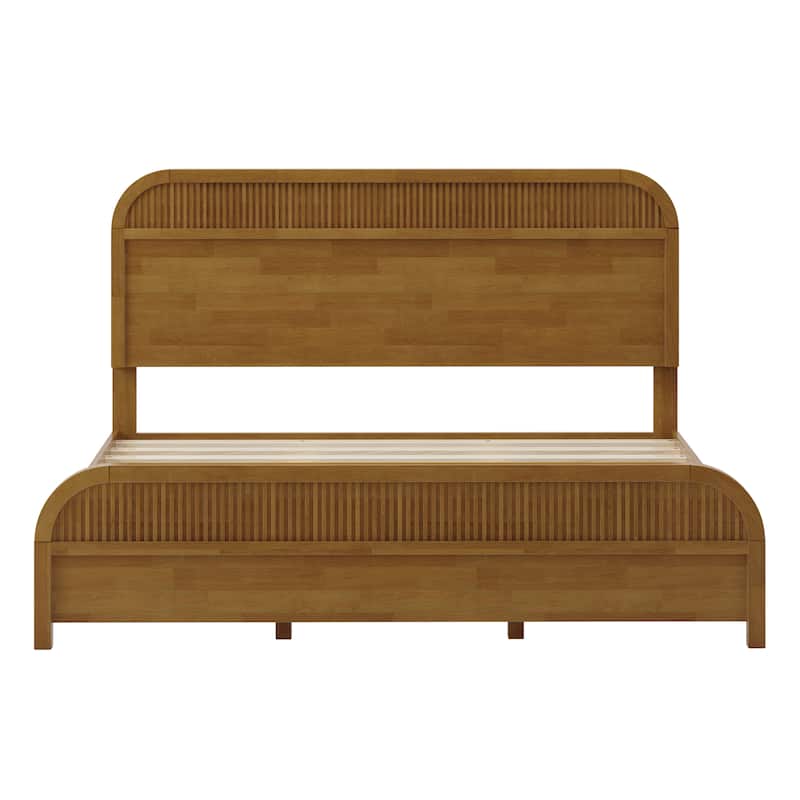 Christopher Knight Home - Modern Wood Platform Bed Frame with Headboard and Wooden Slats Support - No Box Spring Needed