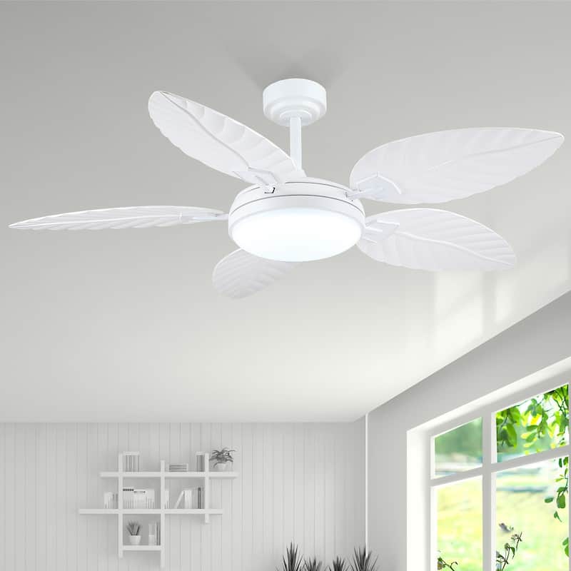 52" Waterproof Tropical Indoor and Outdoor Ceiling Fans with Lights - 52 Inches - White