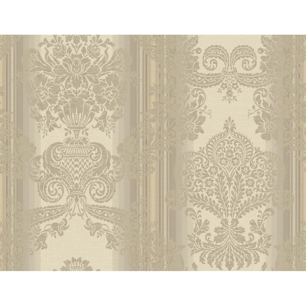 Seabrook Designs Pinnok Striped Damask Unpasted Wallpaper