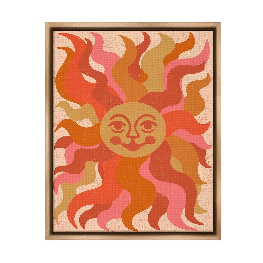 Stupell Celestial Smiling Sun Framed Floater Canvas Wall Art Design By Carrie Cantwell