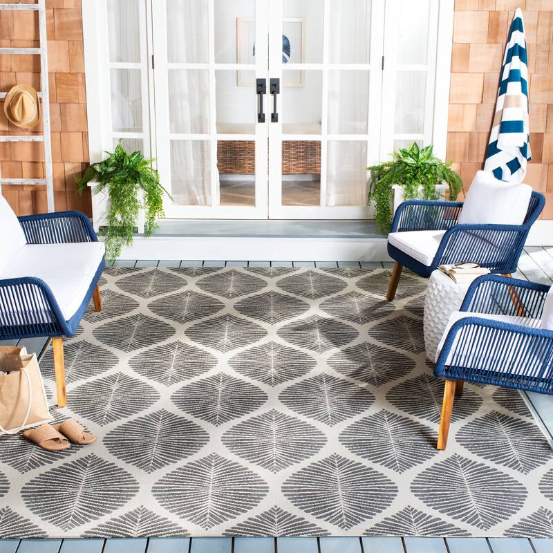 SAFAVIEH Courtyard Rasita Indoor/ Outdoor Waterproof Patio Backyard Rug - 8' x 11' - Grey/Light Grey