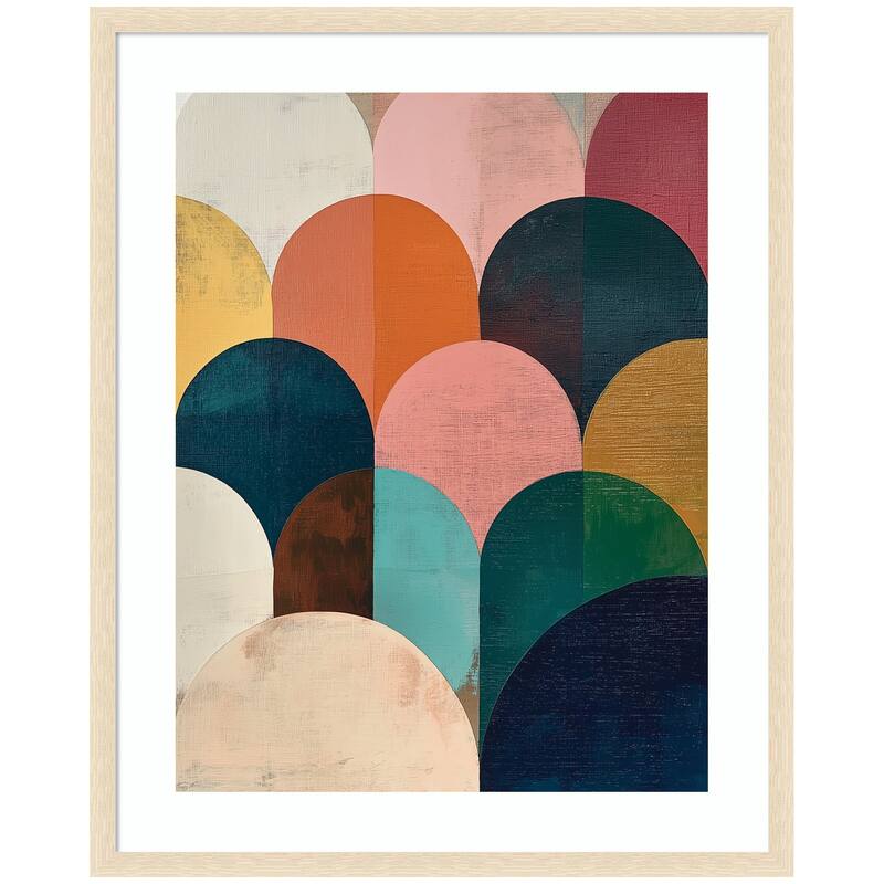 Kate and Laurel Framed Art Minimalist Geometric Abstract Jewel Tone by The Creative Bunch Studio - 34x42 - Natural