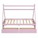 preview thumbnail 12 of 25, Twin Size Low House Bed with Two Drawers, Modern Wooden Platform Bed Frame with Storage for Kids, Teens, Boys, Girls