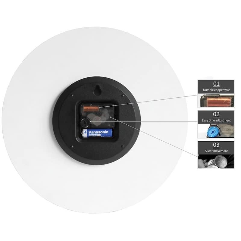Curata Black Acrylic with Concrete Finish Battery Operated Quartz Wall Clock with Silent Movement
