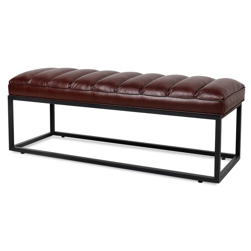 Tala Modern Upholstered Bench with Metal Base by GDFStudio