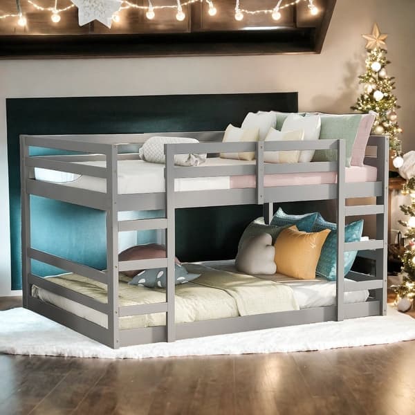slide 2 of 16, Artsy Full Over Full Bunk Bed with Ladder, Solid Construction, Grey Grey