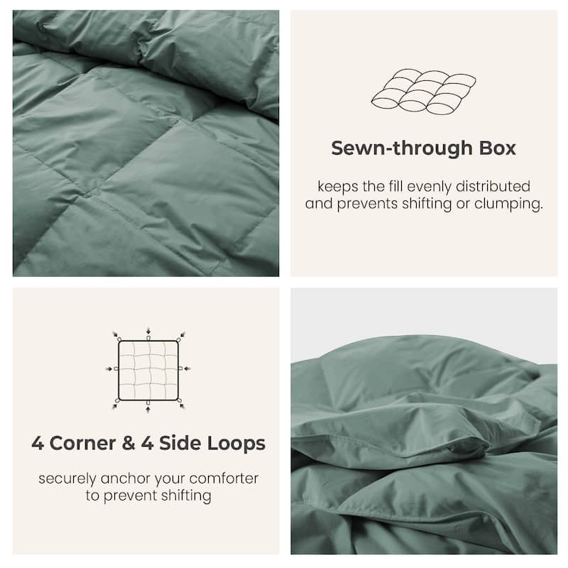 All Season 300TC Organic Cotton Down Comforter - 100% Natural, Chemical-Free, Medium Warmth Duvet Insert