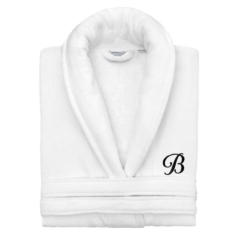 Authentic Hotel and Spa 100% Turkish Cotton Personalized Unisex Anovia Velour Bathrobe - Black Script Font - Small/Medium - B