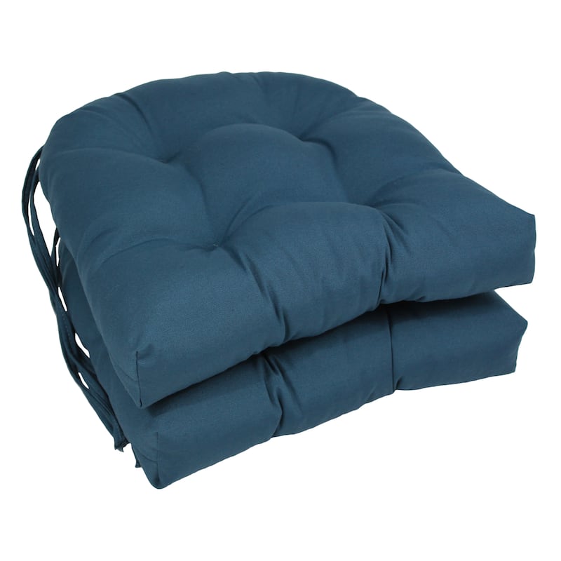 16-inch U-Shaped Indoor Twill Chair Cushions (Set of 2, 4, or 6) - 16" x 16" - Set of 2 - Indigo