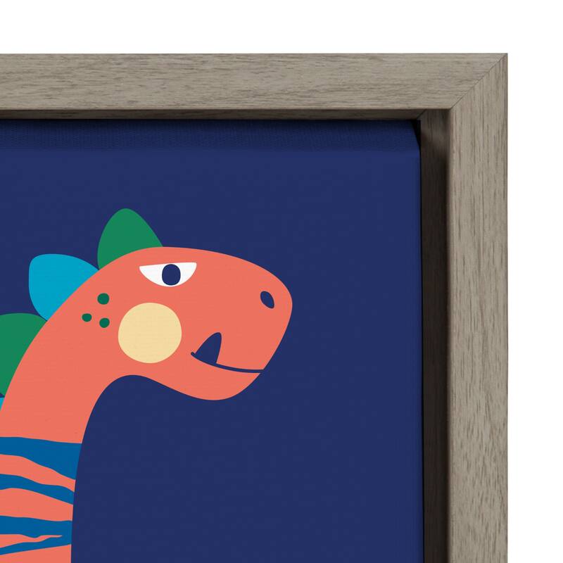 Kate and Laurel Sylvie Mid Century Modern Dino Blue Framed Canvas by Rachel Lee of My Dream Wall