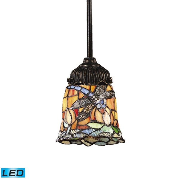 Mix N Match 1 Light Mini Pendant in Tiffany Bronze with Tiffany Style Glass by ELK Lighting 6in Dia x 23.5in H Bed Bath Beyond 9480671