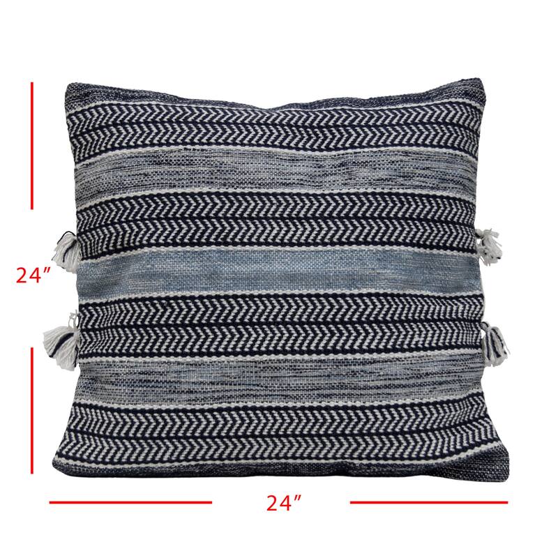 Foreside Home & Garden 24x24" Woven Blue Polyester w/Poly Fill Pillow - 24X24