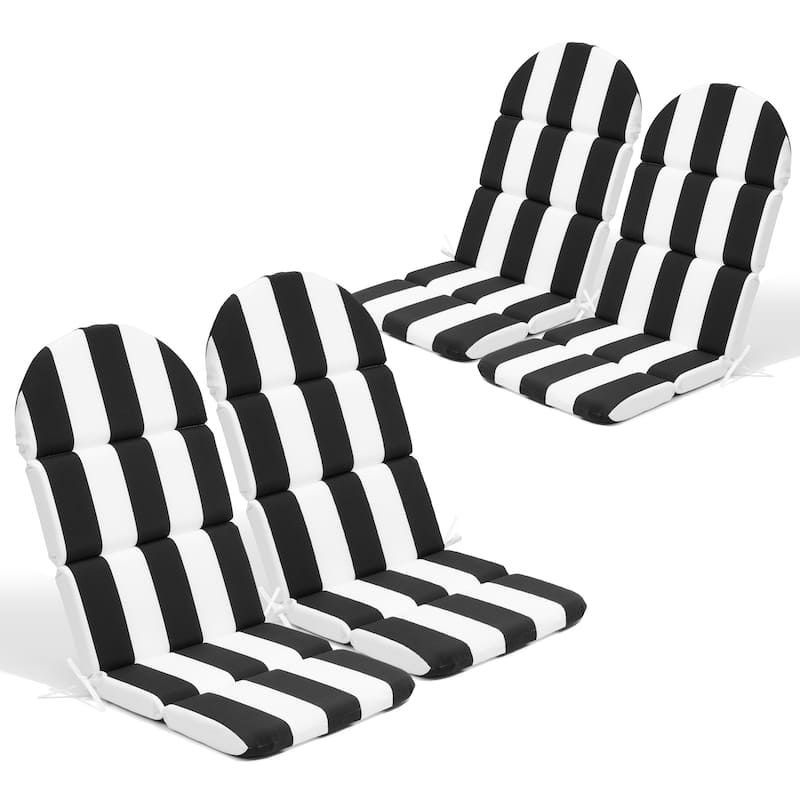 Patio Outdoor Adirondack Chair Cushion with Ties - 4PC - Black&White