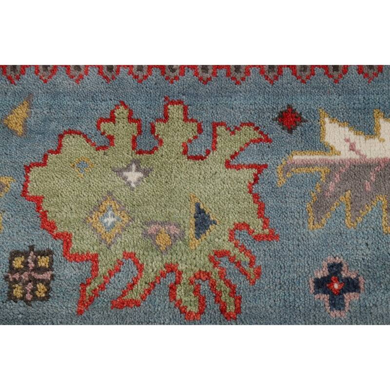 Blue Oushak Indian Area Rug Hand-Knotted Wool Carpet - 8'0"x 9'9"
