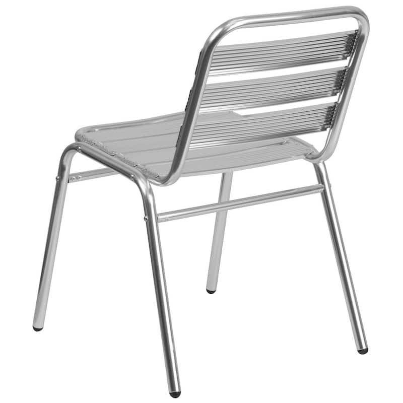4PK Commercial Aluminum Indoor-Outdoor Restaurant Stack Chair - Triple Slat Back