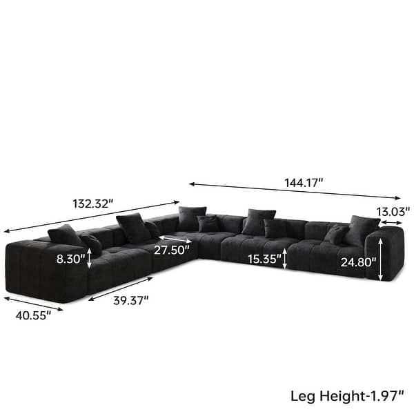 dimension image slide 1 of 3, Extra Large Linen Corner Sectional Sofa Couch for Living Room Set
