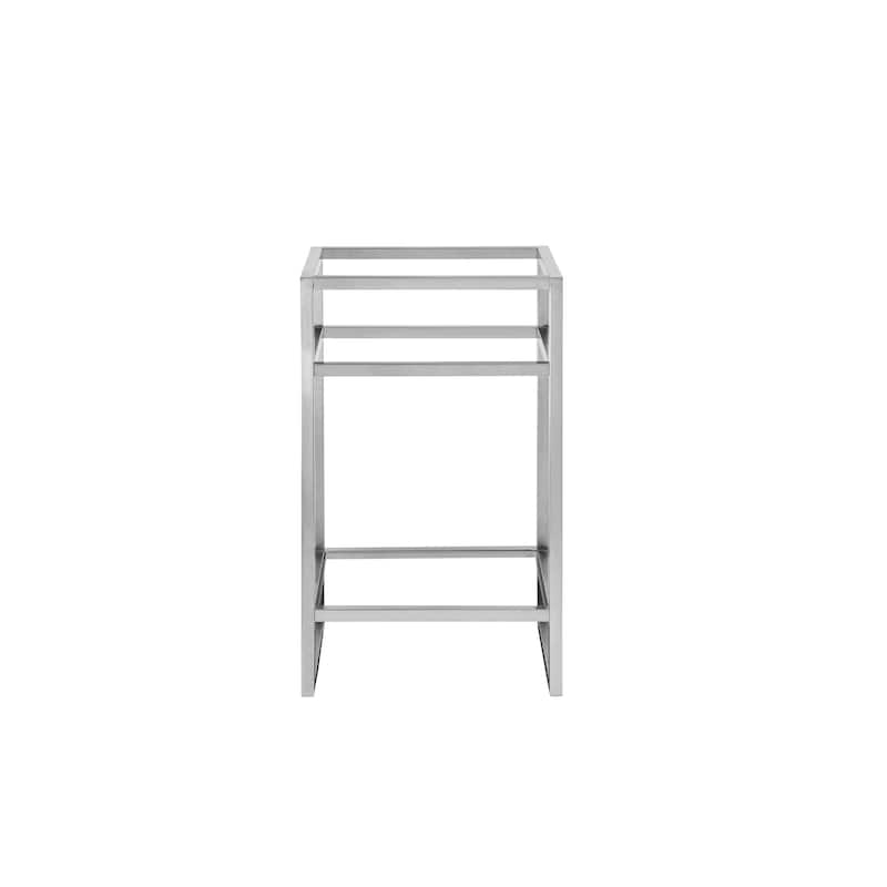 James Martin Vanities Boston 20" Stainless Steel Sink Console, Brushed Nickel w/ White Glossy Composite Stone Top