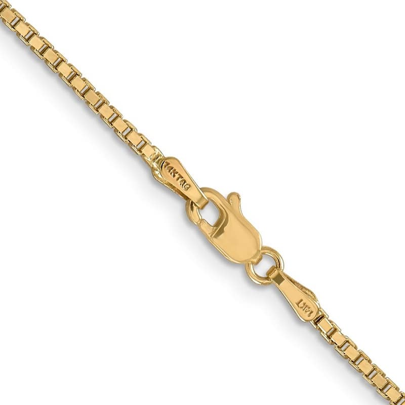 Curata 14k Yellow Gold Polished 9" 1.5mm Box Chain Anklet (Lobster Claw)