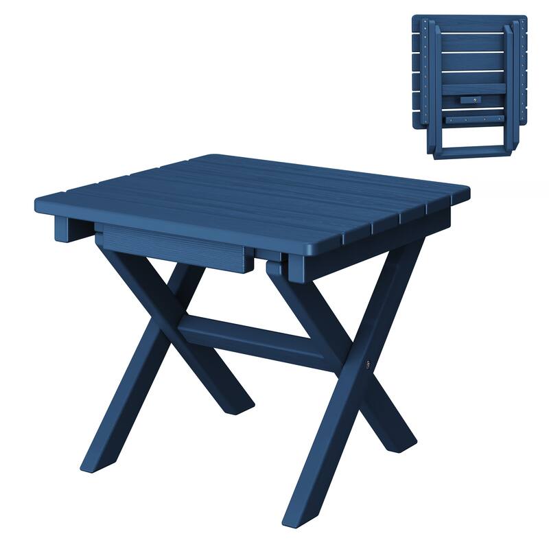 Outdoor Patio HDPE Foldable Side Table, Waterproof & Weather Resistant - Navy