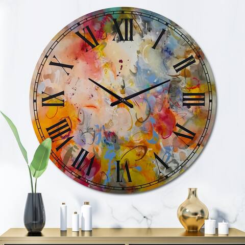 Designart 'Blue And Yellow Color Whirls' Large Modern Wall Clock