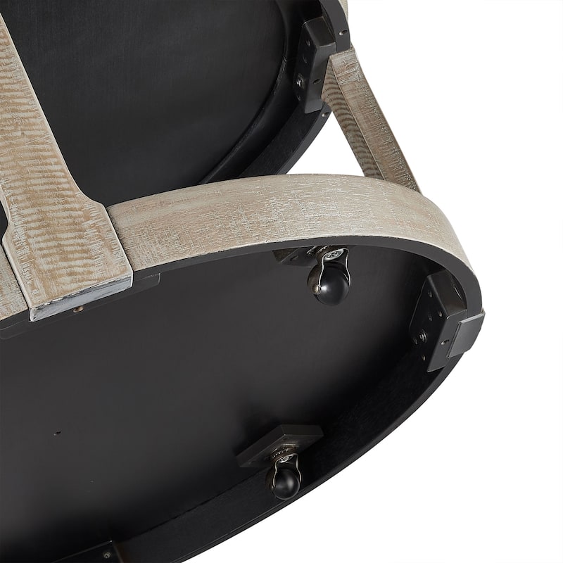 40inch Large Curved 2 Tier Traditional Round Circle Wooden Center Coffee Table,Rounded Table With Wheels,Style Table