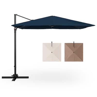 Patio 9.5FT Square Cantilever Offset Hanging Umbrella 2-Tier 360