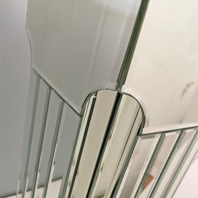 Silver Mirrored Console Table with Rectangular T-Base, Modern Entryway Table for Living Room & Hallway Decor