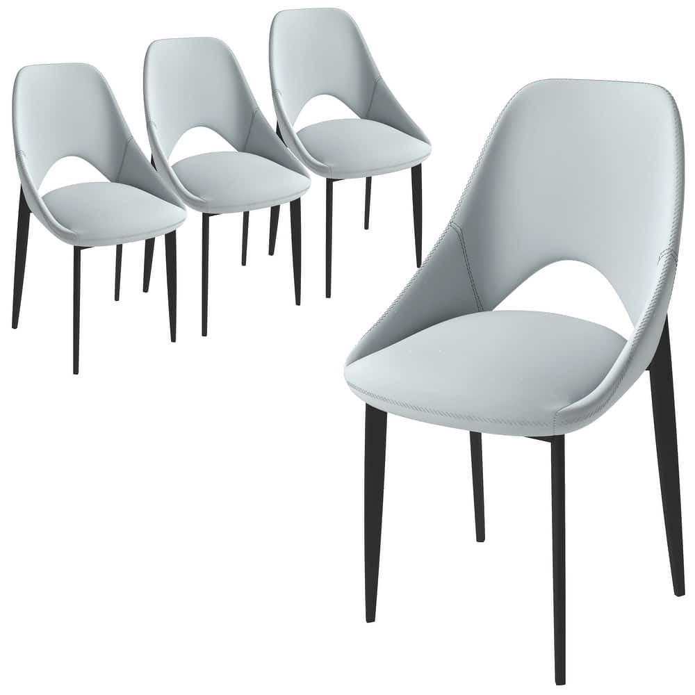 Amalfi Set of 4 Modern Fabric Upholstered Accent Dining Chairs with Curved Open Back and Metal Legs for Home or Apartment