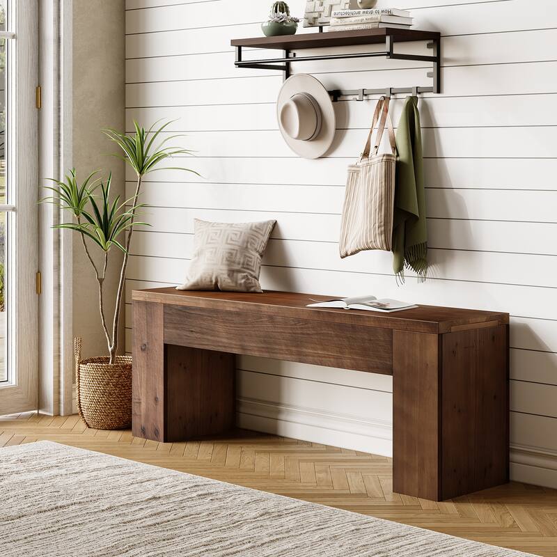 47.24 Inches Solid Wood Bench for Bedroom End of Bed